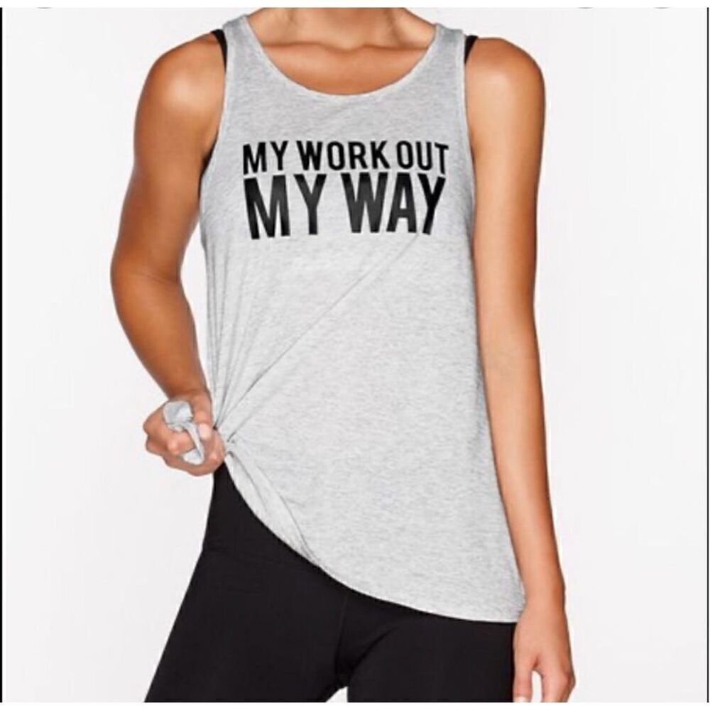 Lorna Jane My Workout My Way Tank Top Light Gray Marled Size Medium